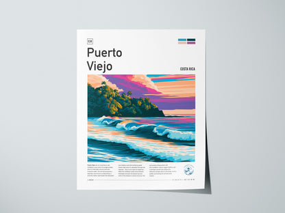 Puerto Viejo, Costa Rica Poster | Tropical Surf & Jungle Paradise Wall Art — giclée print detail on matte paper