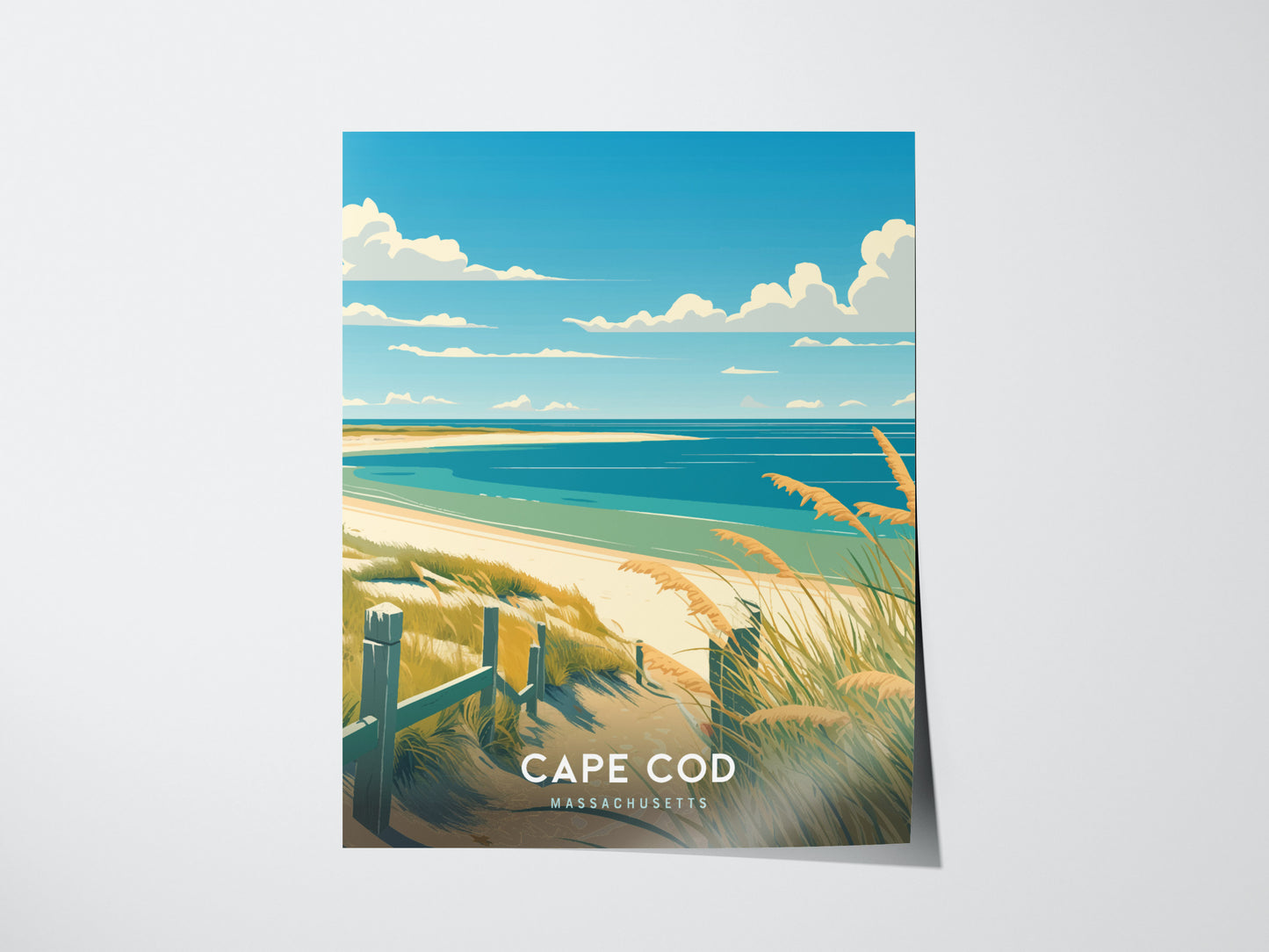 Cape Cod Massachusetts Poster | Coastal Beach House Wall Art | Framed or Unframed