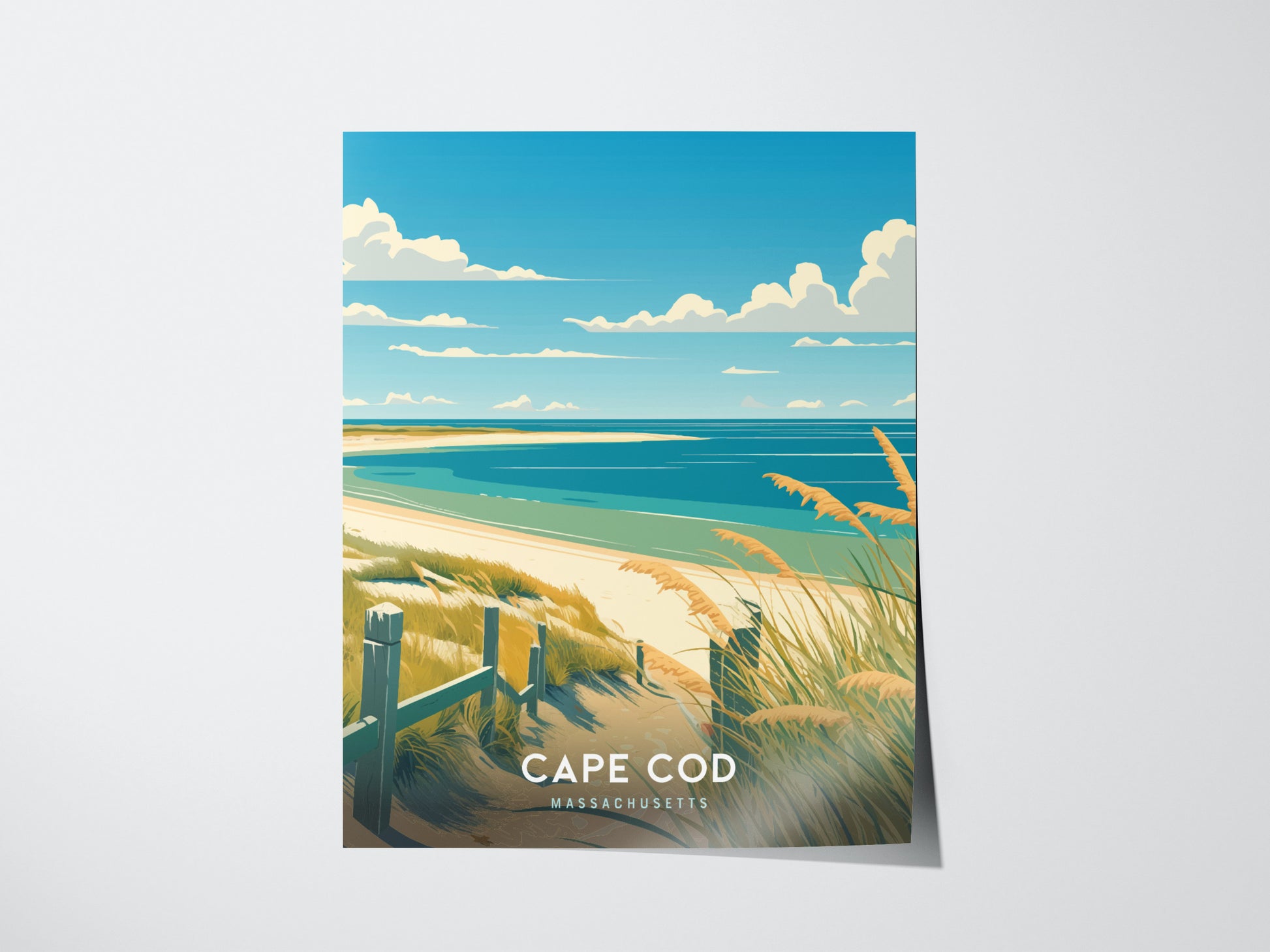 Cape Cod Massachusetts Poster | Coastal Beach House Wall Art | Framed or Unframed
