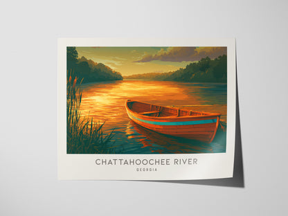 Chattahoochee River Landscape Matte Border Poster | Georgia Destination Print Travel Wall Art — giclée print detail on matte