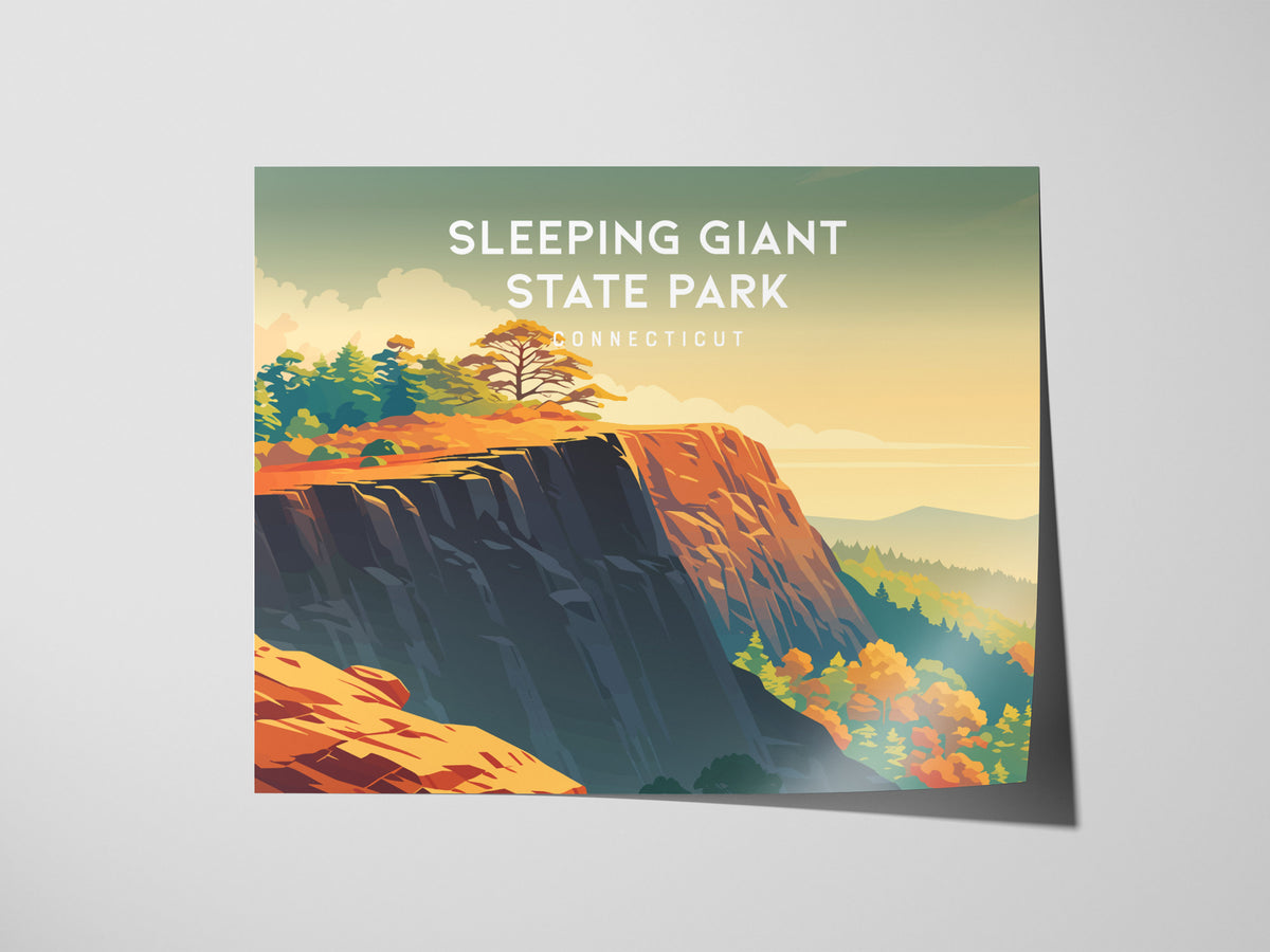 Sleeping Giant State Park Landscape Poster | Connecticut Hiking Vacation Wall Art — giclée print detail on matte paper