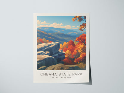 Cheaha State Park Matte Border Poster | Delta, Alabama Destination Print Travel Wall Art — giclée print detail on matte paper