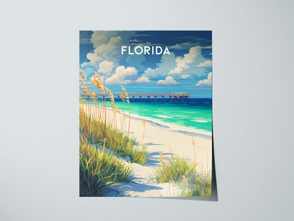 Florida Poster | Sunshine State Coastal Paradise Wall Art — giclée print detail on matte paper