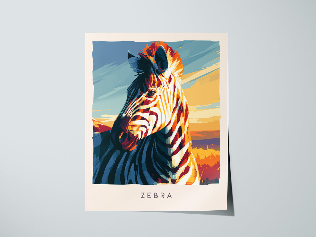 Zebra, Africa Poster | Bold Stripes on the Savanna Wall Art — giclée print detail on matte paper