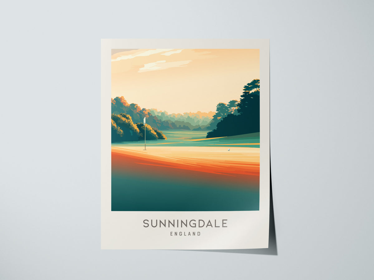 Sunningdale Matte Border Poster | England Golf Course Print & Country Club Decor — giclée print detail on matte paper