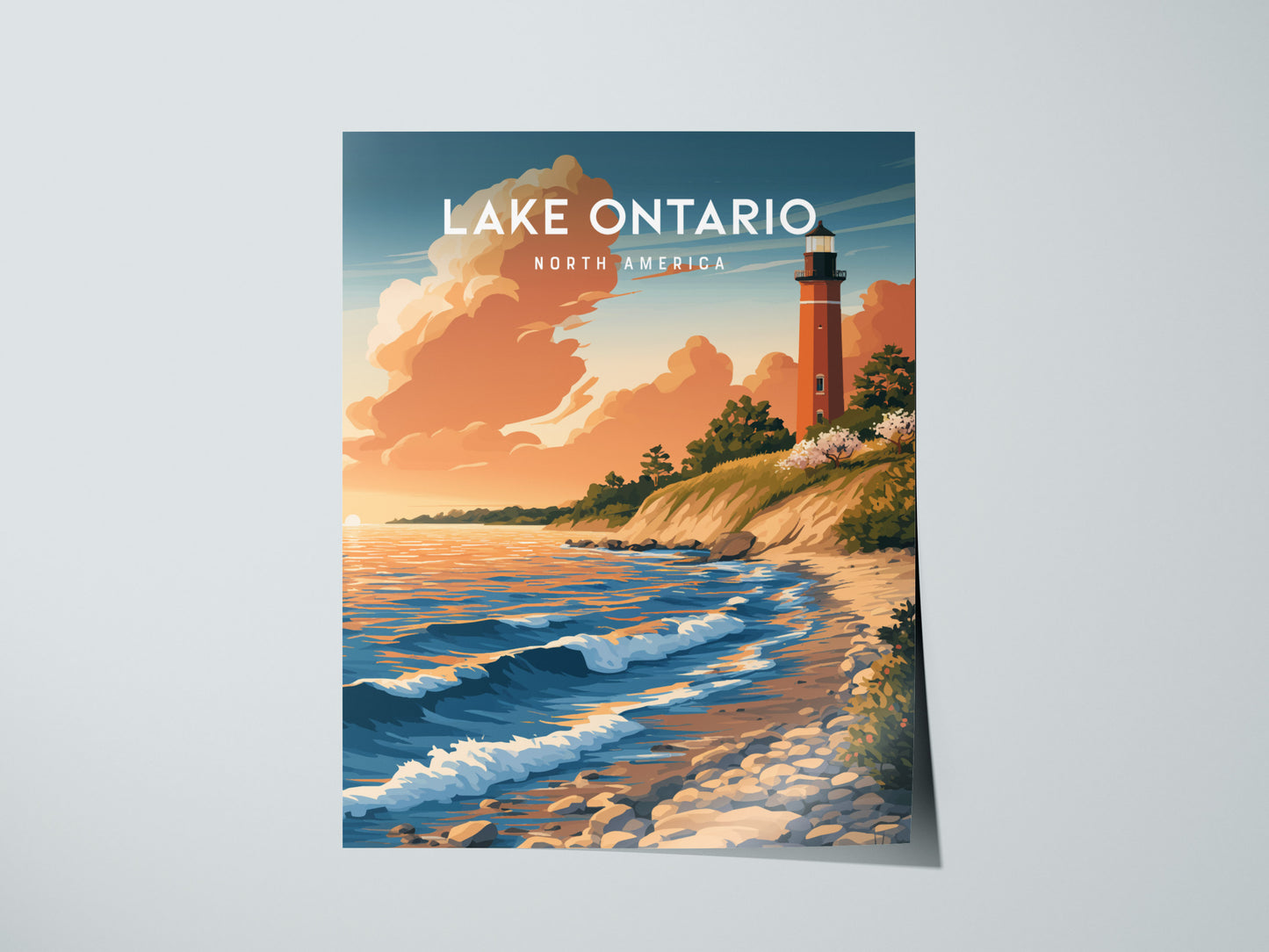 Lake Ontario, North America Poster | Freshwater Shores & Sailboat Horizon Wall Art — giclée print detail on matte paper