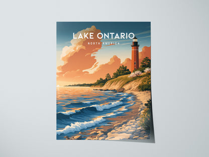 Lake Ontario, North America Poster | Freshwater Shores & Sailboat Horizon Wall Art — giclée print detail on matte paper