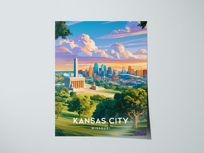 Kansas City, Missouri Poster | BBQ Jazz & Fountains Destination Print Wall Art — giclée print detail on matte paper