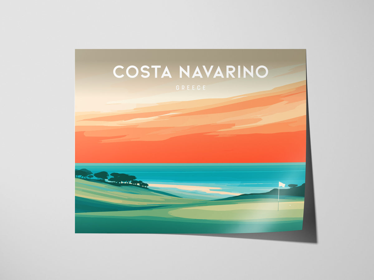 Costa Navarino Landscape Poster | Greece Seaside Golf Course Framed or Unframed Wall Art — giclée print detail on matte paper