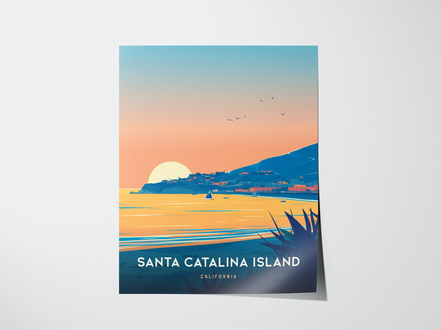 Catalina Island Poster | California Coastal Art | Santa Catalina Beach