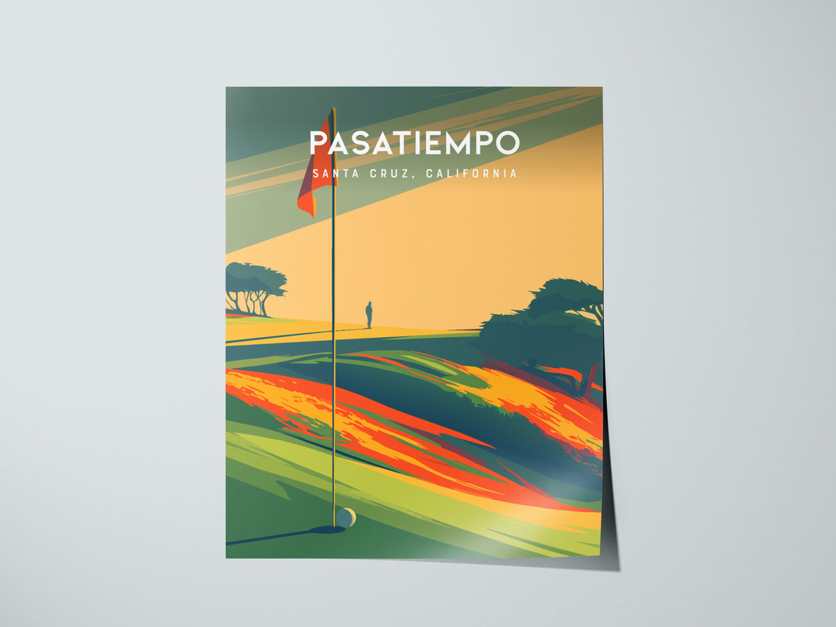Pasatiempo, Santa Cruz, California Poster | Iconic Links Golfer Gift Wall Art — giclée print detail on matte paper