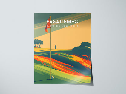 Pasatiempo, Santa Cruz, California Poster | Iconic Links Golfer Gift Wall Art — giclée print detail on matte paper