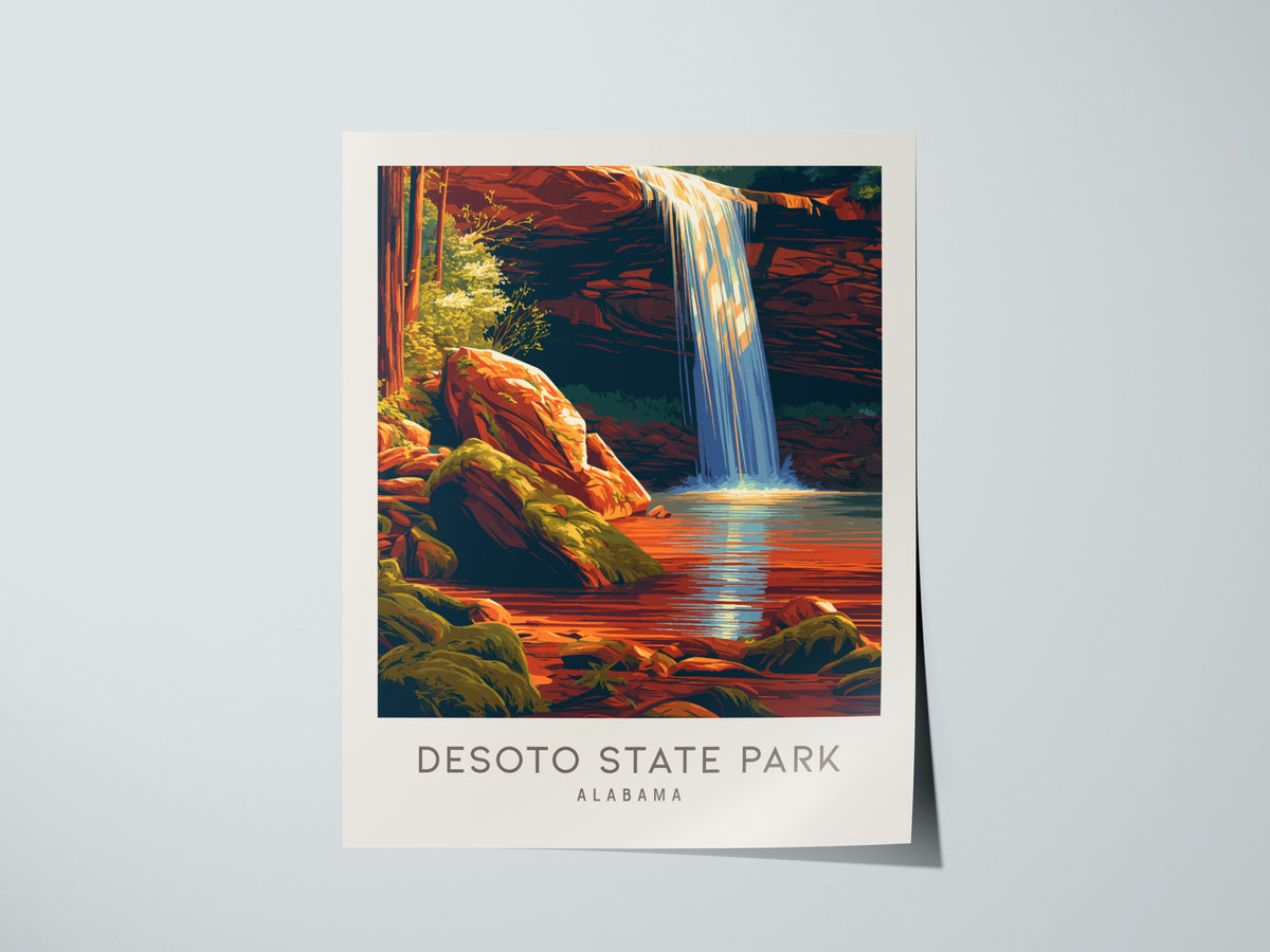 DeSoto State Park Matte Border Poster | Alabama Destination Print Travel Wall Art — giclée print detail on matte paper