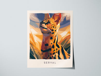 Serval, Leptailurus serval Poster | African Wild Cat Safari Decor Wall Art — giclée print detail on matte paper
