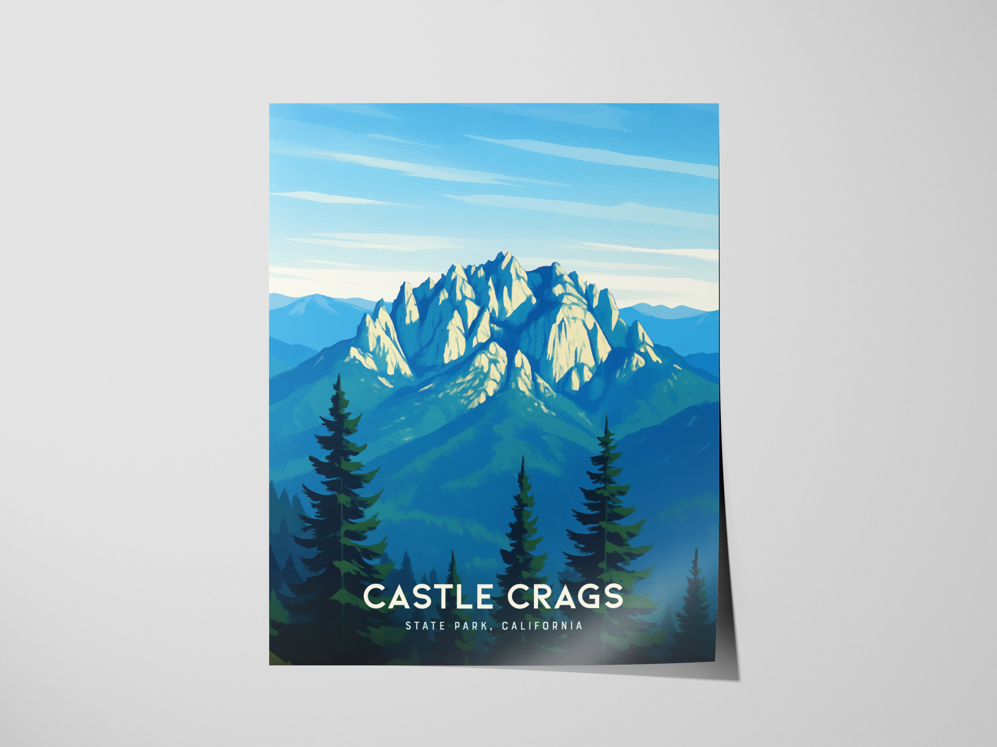Castle Crags State Park Poster | California Mountain Nature Wall Art | Framed or Unframed