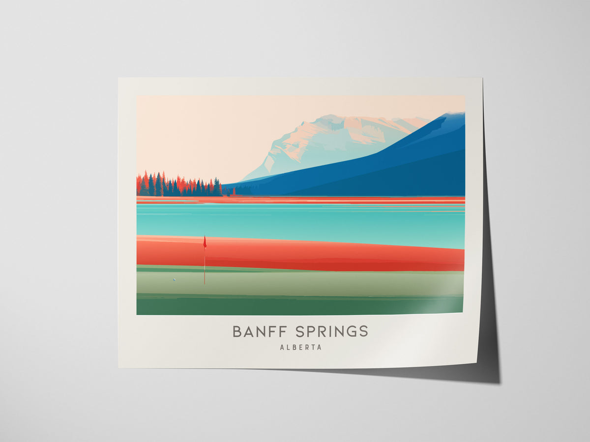 Banff Springs Landscape Matte Border Poster | Alberta Travel Wall Art — giclée print detail on matte paper