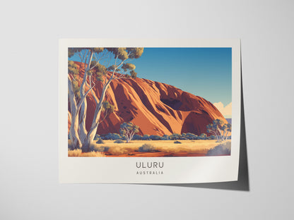 Uluru Landscape Matte Border Poster | Australia Vacation Wall Art — giclée print detail on matte paper