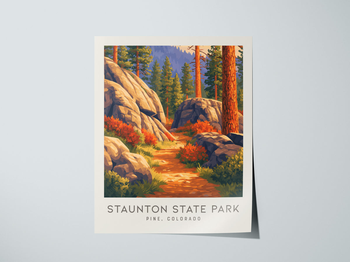 Staunton State Park Matte Border Poster | Pine, Colorado Destination Print Travel Wall Art — giclée print detail on matte pap