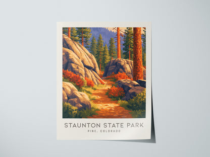 Staunton State Park Matte Border Poster | Pine, Colorado Destination Print Travel Wall Art — giclée print detail on matte pap