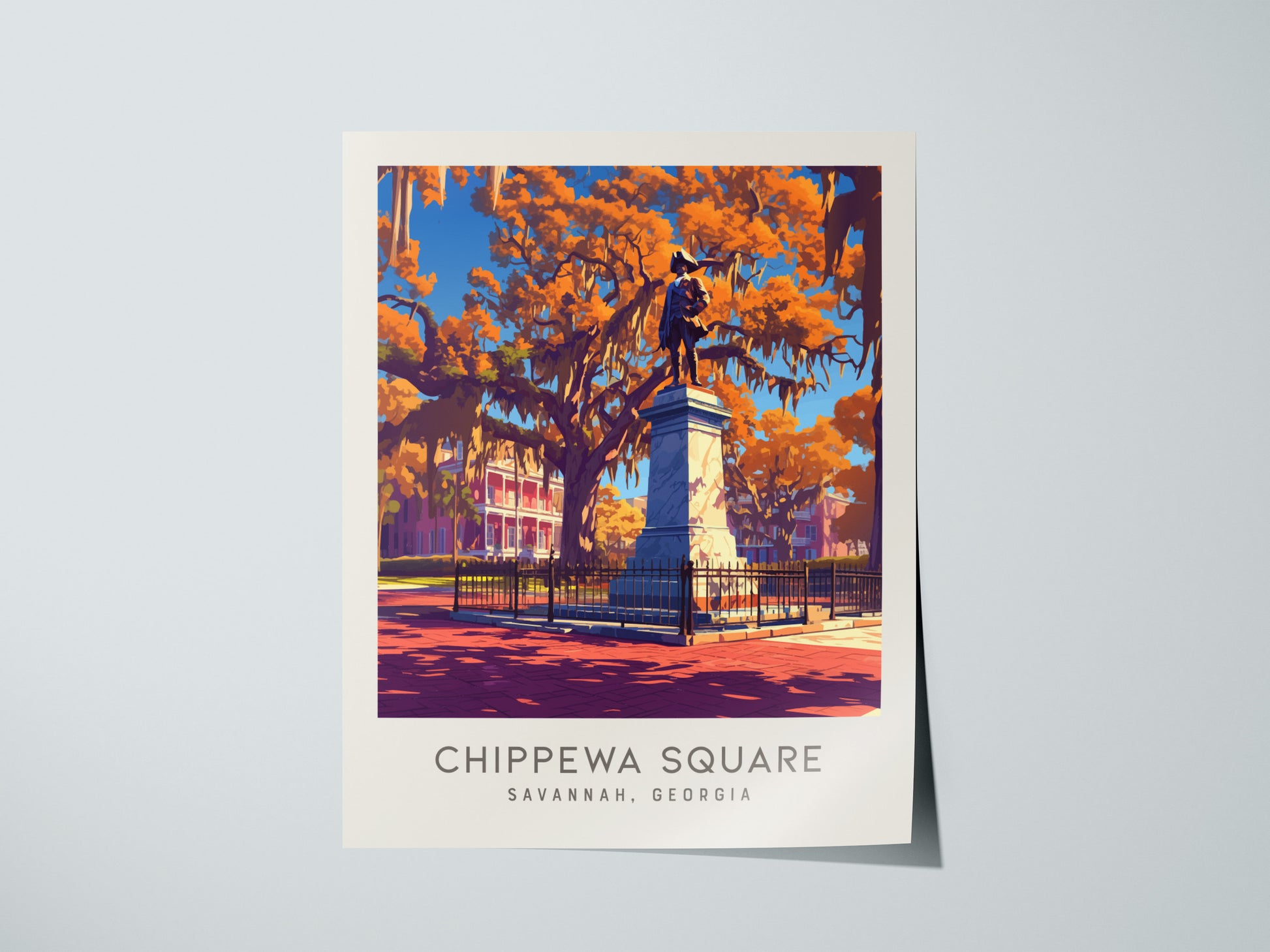 Chippewa Square Matte Border Poster | Savannah, Georgia Travel Wall Art — giclée print detail on matte paper