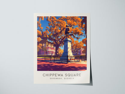 Chippewa Square Matte Border Poster | Savannah, Georgia Travel Wall Art — giclée print detail on matte paper