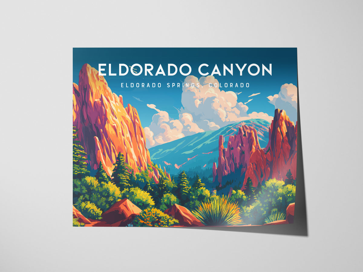 Eldorado Canyon Landscape Poster | Eldorado Springs, Colorado Travel Wall Art — giclée print detail on matte paper