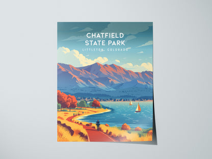 Chatfield State Park, Littleton, Colorado Poster | Mountain Lake Destination Print Wall Art — giclée print detail on matte pa