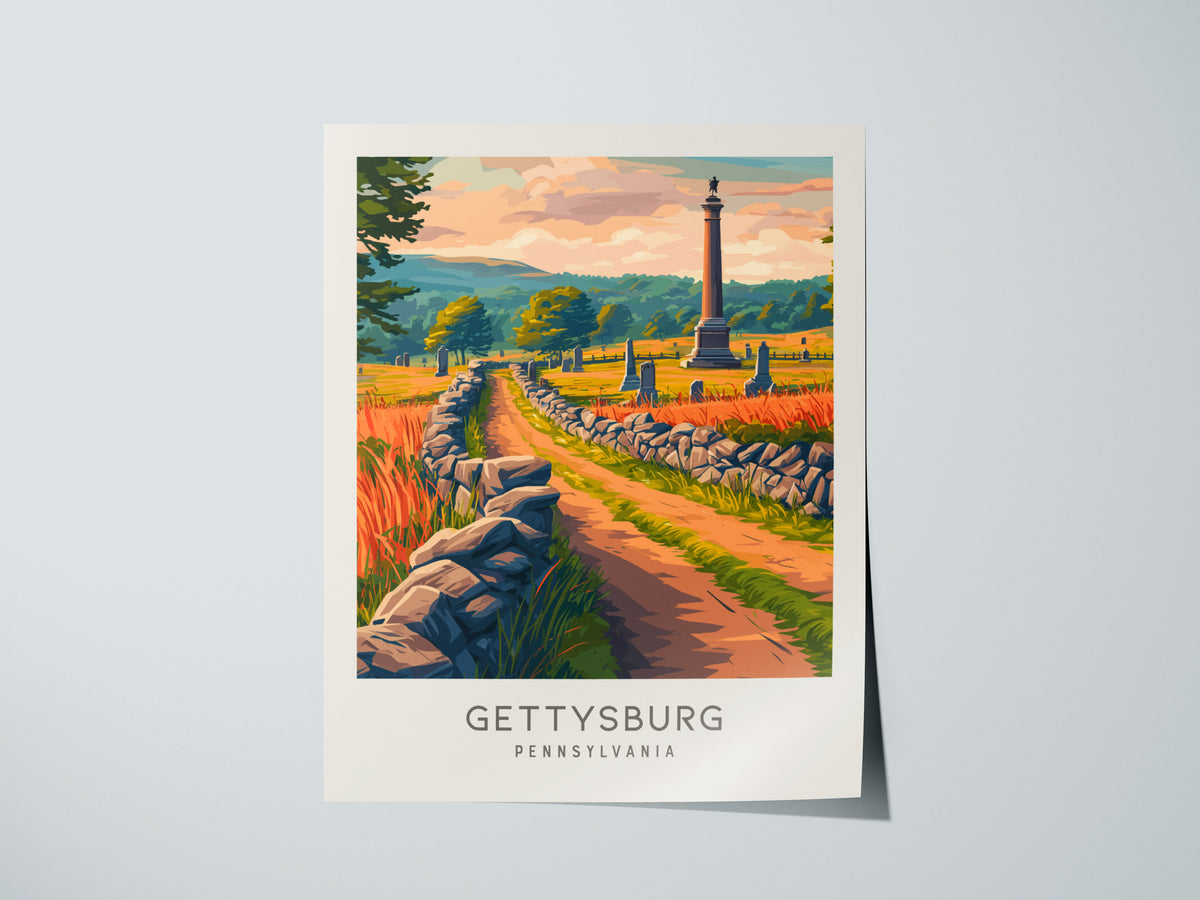 Gettysburg Matte Border Poster | Pennsylvania Destination Print Travel Wall Art — giclée print detail on matte paper