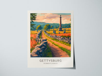 Gettysburg Matte Border Poster | Pennsylvania Destination Print Travel Wall Art — giclée print detail on matte paper