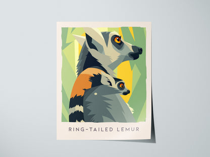 Ring-tailed Lemur Poster | Madagascar Wildlife Wall Art — giclée print detail on matte paper