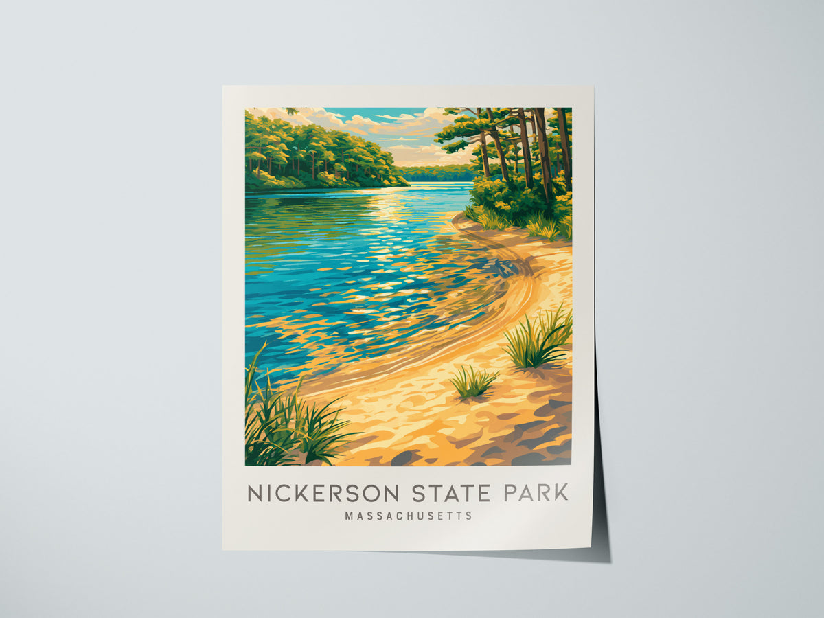 Nickerson State Park Matte Border Poster | Massachusetts Destination Print Travel Wall Art — giclée print detail on matte pap