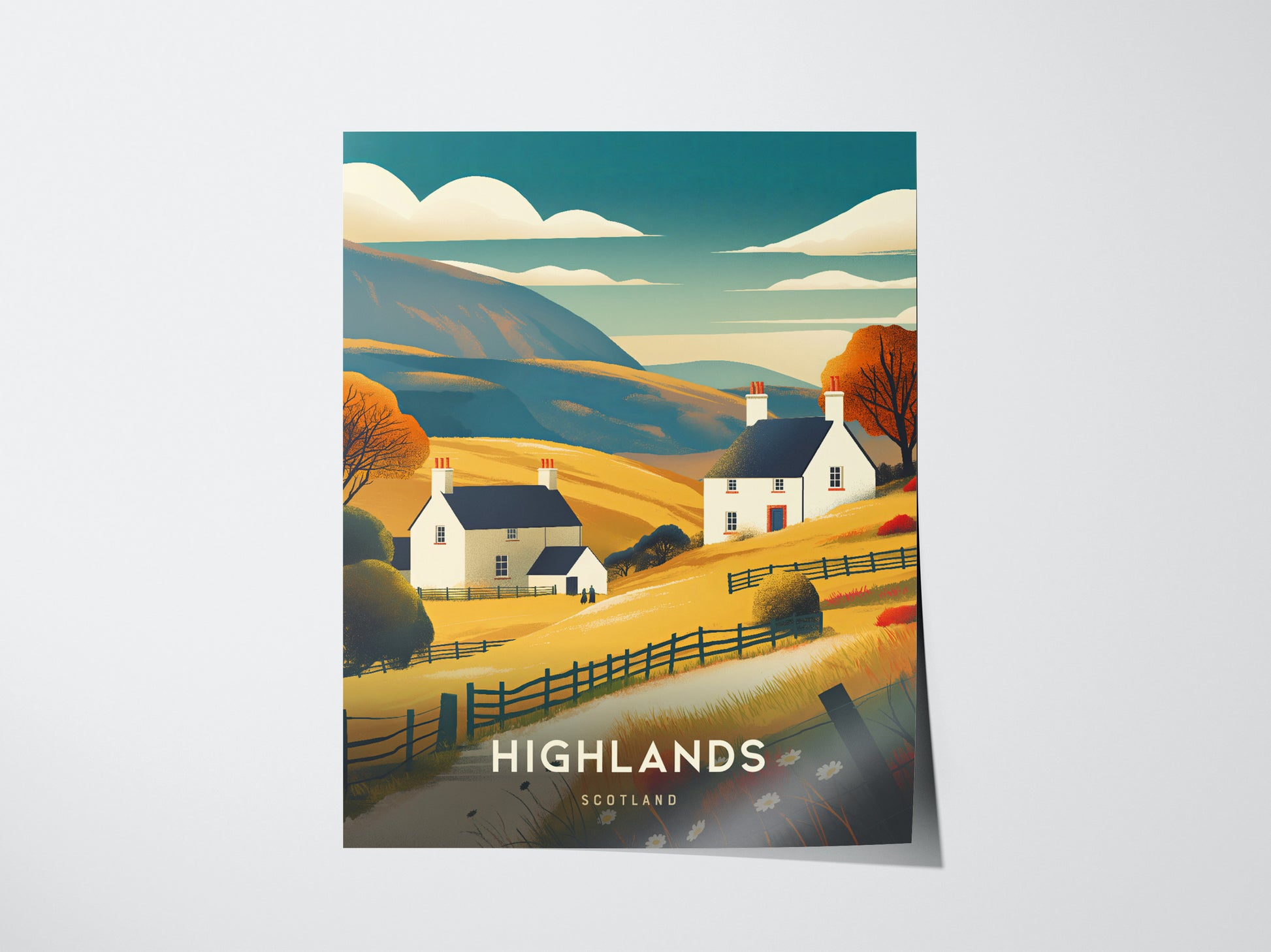 Scotland Highlands Poster | Scottish Travel Art | Loch Ness Print