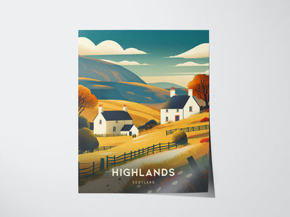 Scotland Highlands Poster | Scottish Travel Art | Loch Ness Print