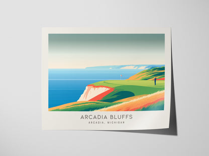 Arcadia Bluffs Landscape Matte Border Poster | Golf Wall Art Arcadia, Michigan Framed or Unframed — giclée print detail on ma