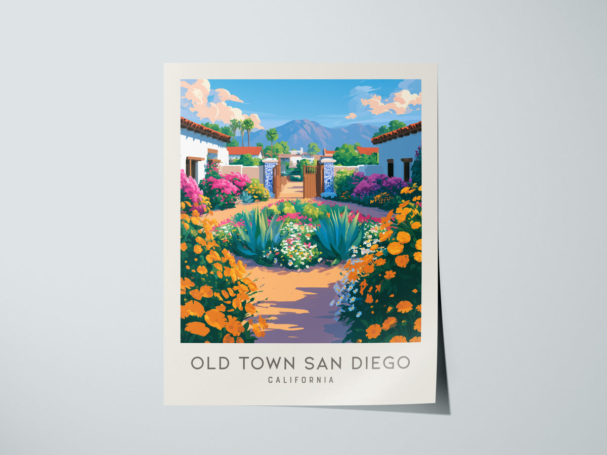 Old Town San Diego Matte Border Poster | California Travel Wall Art — giclée print detail on matte paper