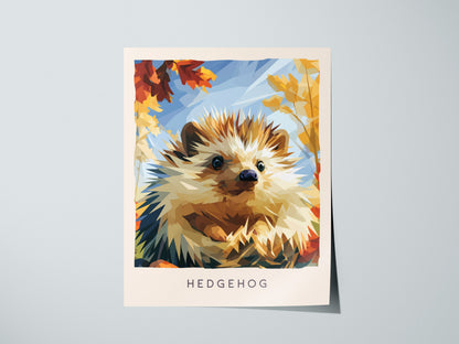 Hedgehog, Erinaceus europaeus Poster | Woodland Wildlife Wall Art — giclée print detail on matte paper