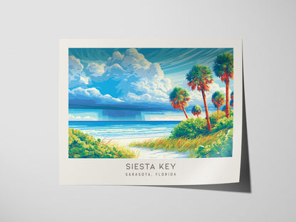 Siesta Key Landscape Matte Border Poster | Travel Wall Art — giclée print detail on matte paper