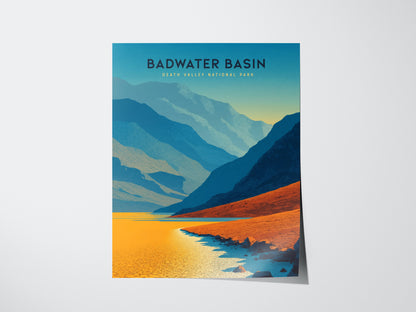 Badwater Basin Death Valley Poster | California National Park Print Wall Art | Framed or Unframed