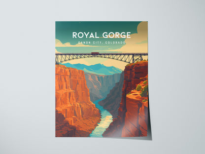 Royal Gorge, Canon City, Colorado Poster | Dramatic Canyon Bridge Destination Print Wall Art — giclée print detail on matte p