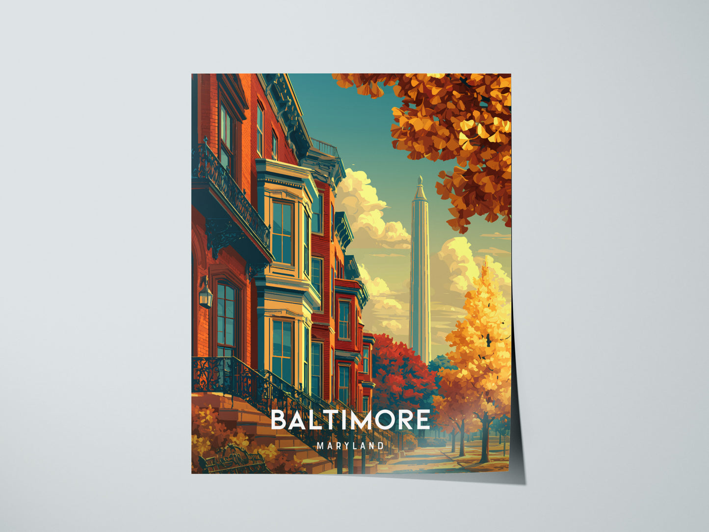 Baltimore, Maryland Poster | Harbor Skyline & Charm City Wall Art — giclée print detail on matte paper