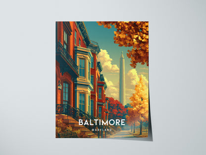Baltimore, Maryland Poster | Harbor Skyline & Charm City Wall Art — giclée print detail on matte paper