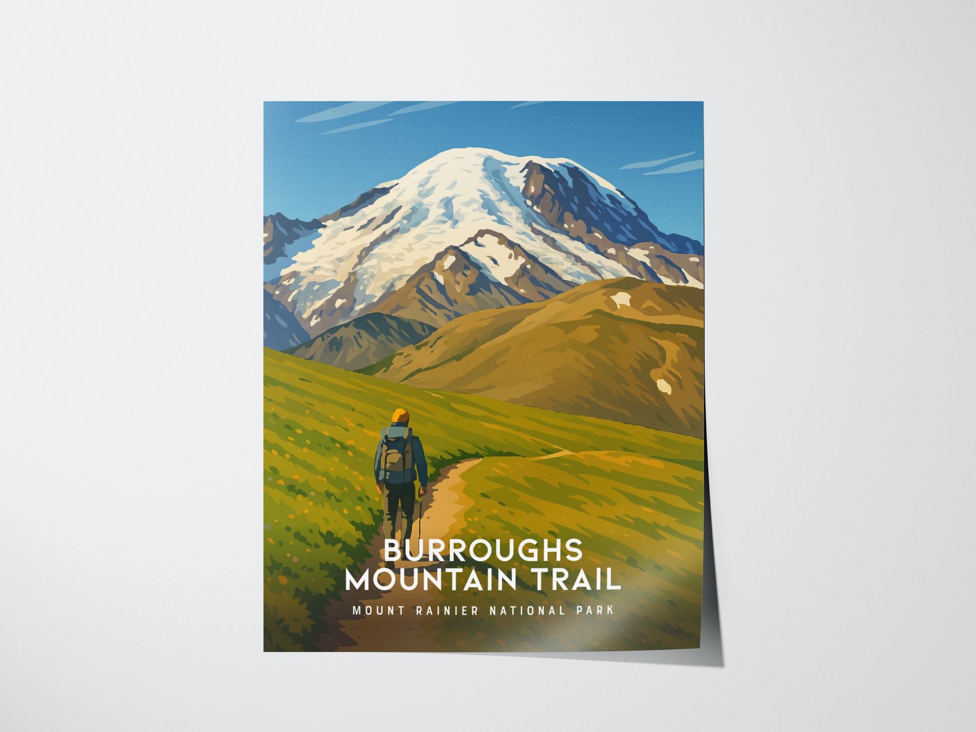 Burroughs Mountain Trail Poster | Mount Rainier National Park Wall Art Print | Framed or Unframed