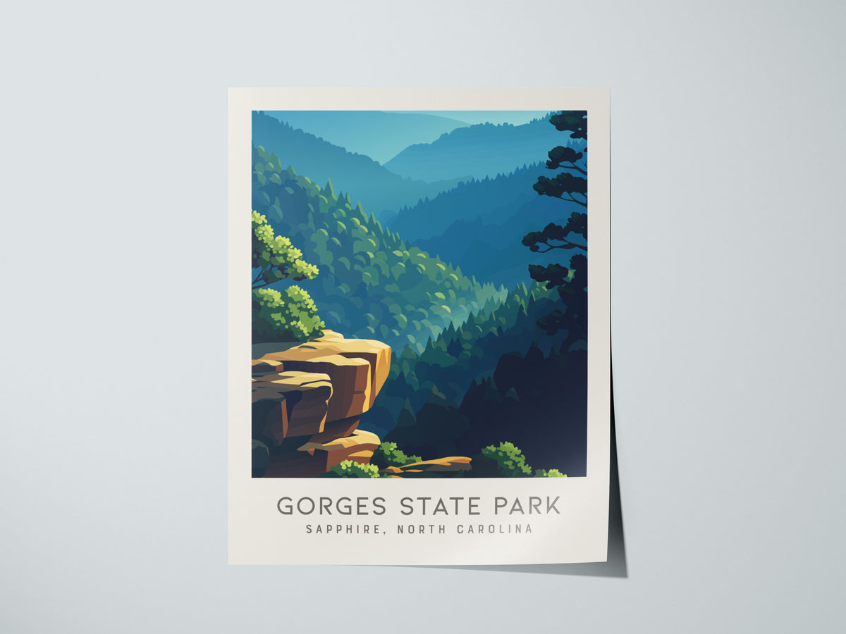 Gorges State Park Matte Border Poster | Sapphire, North Carolina Destination Print — giclée print detail on matte paper