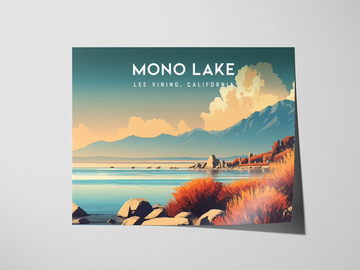 Mono Lake Landscape Poster | Lee Vining, California Vacation Wall Art — giclée print detail on matte paper