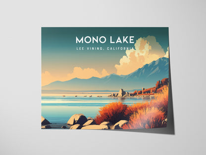 Mono Lake Landscape Poster | Lee Vining, California Vacation Wall Art — giclée print detail on matte paper