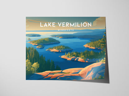 Lake Vermilion Landscape Poster | Minnesota Travel Wall Art — giclée print detail on matte paper