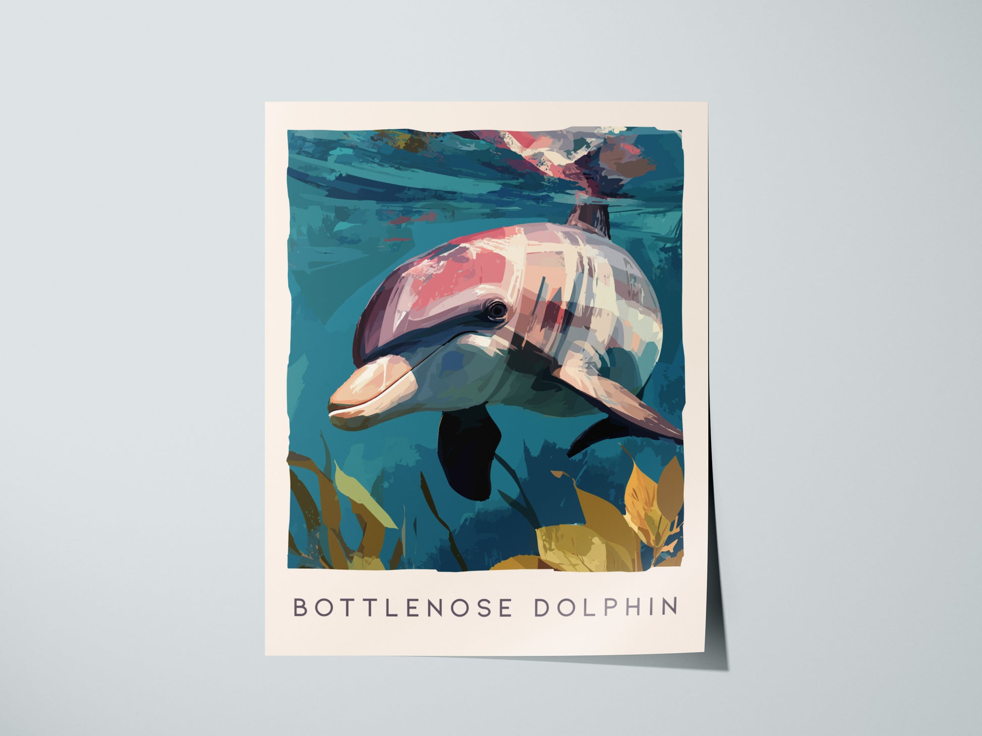 Bottlenose Dolphin Poster | Ocean Wildlife Coastal Decor Wall Art