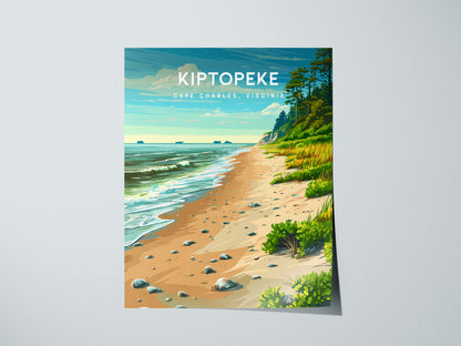 Kiptopeke, Cape Charles, Virginia Poster | Travel Wall Art Destination Print — giclée print detail on matte paper