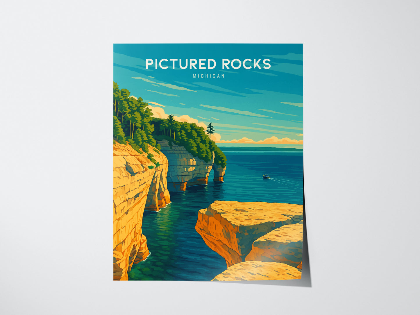Pictured Rocks Michigan Poster | Lake Superior Wall Art Print