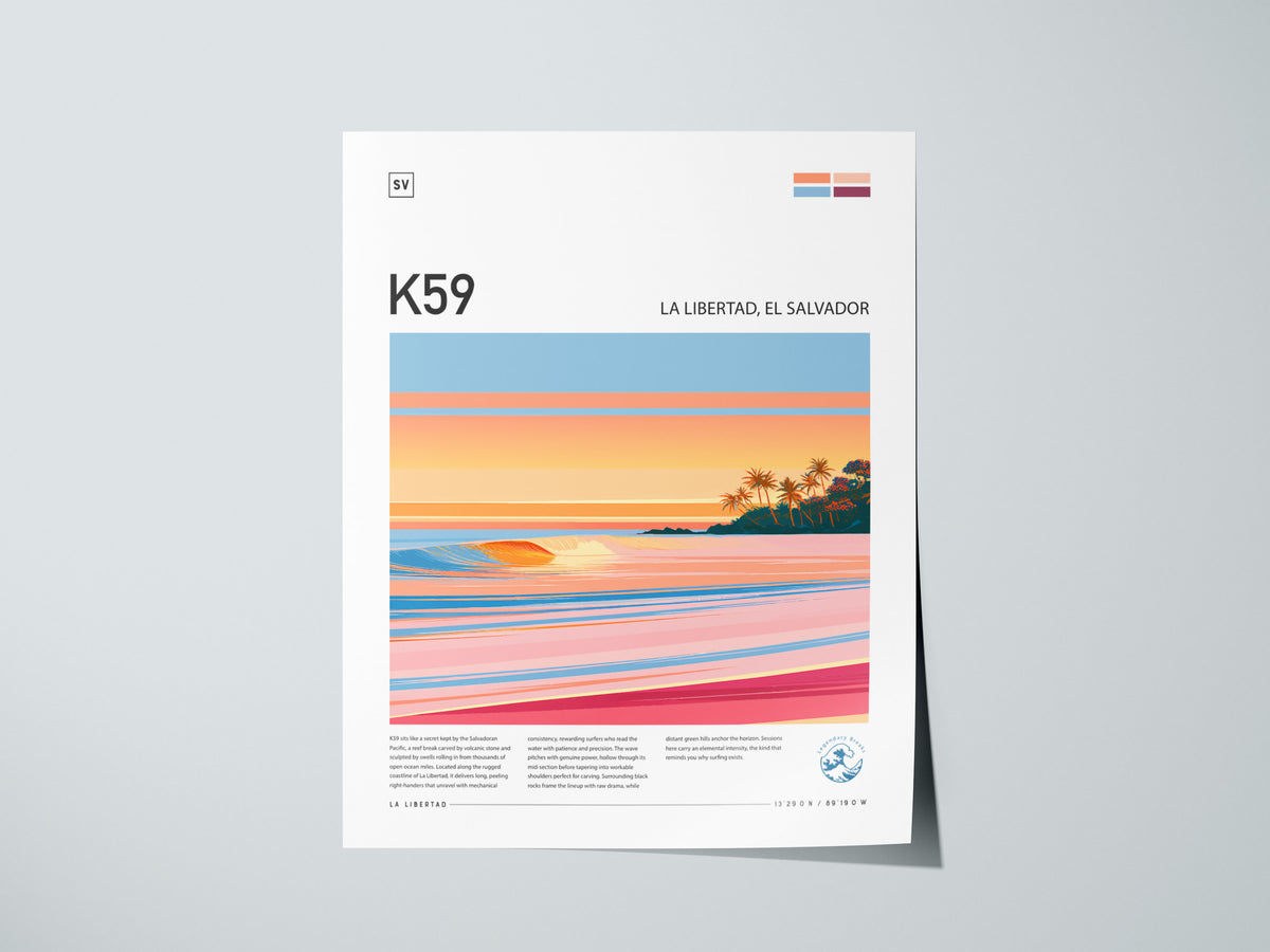 K59, La Libertad, El Salvador Poster | Tropical Surf Wall Art — giclée print detail on matte paper